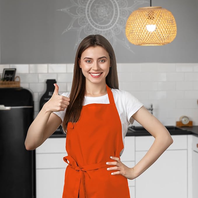 Avalon Kitchen Aprons for Men - 100% Polyester Chef Apron Women with Extra Long Ties - Cooking Aprons for Women & Mens Apron
