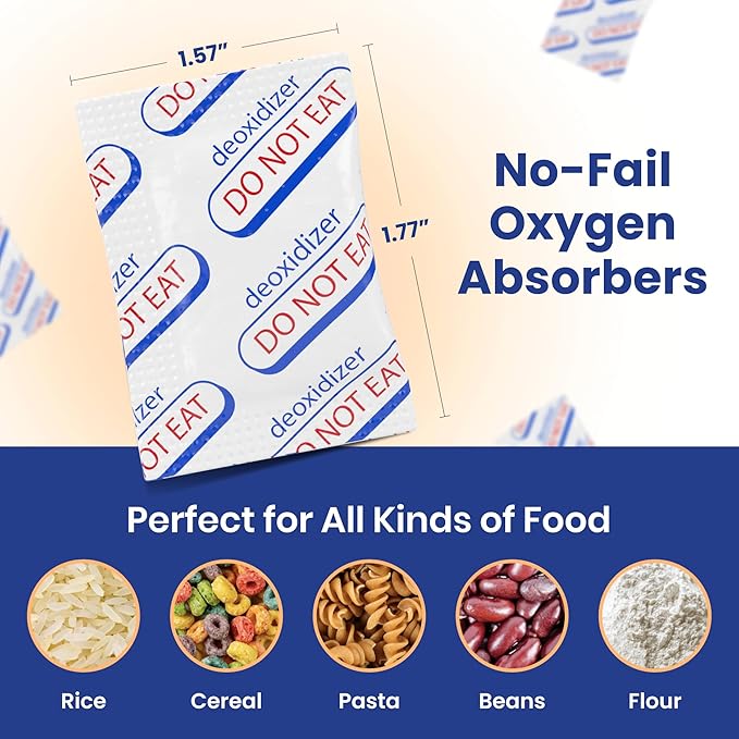 Wallaby 300cc Oxygen Absorbers - 100 Count (10x Packs of 10) with Indicator - for Long Term Food Storage, Mylar Bags, Canning, Harvest Right Freeze Dryer, Dehydrated, & Preserved Foods - FDA Food Safe