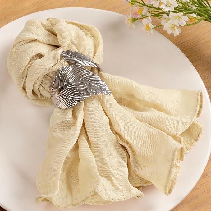 MLMC 24 Pack Champagne Cheesecloth Napkins Boho Rustic Gauze Sand Cloth Napkins Washable 21"x21" for Wedding Birthday Anniversary Dinner Decor
