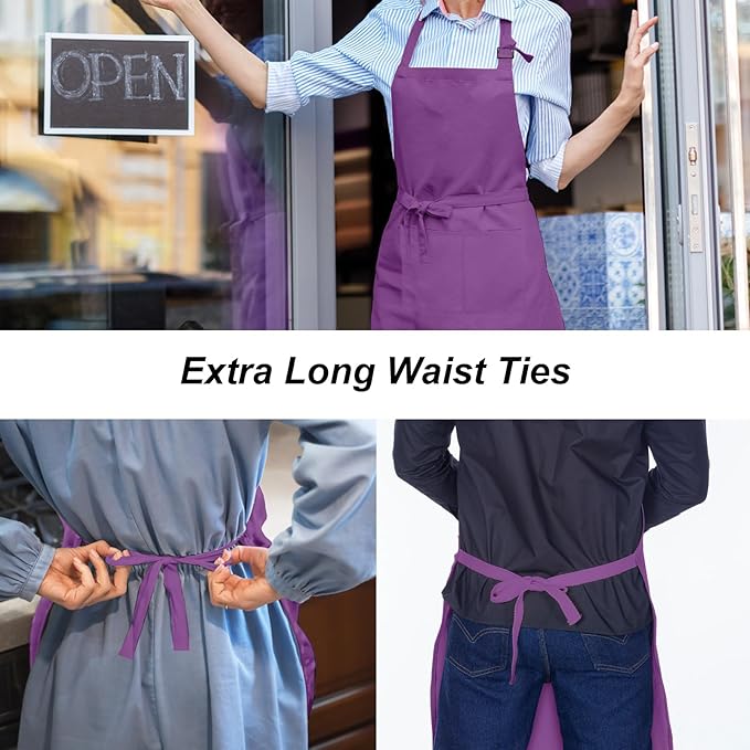 15 Pcs Adult Aprons Bulk with Pockets Adjustable Bib Chef Apron for Women Men Painting Cooking Crafting (S/L)