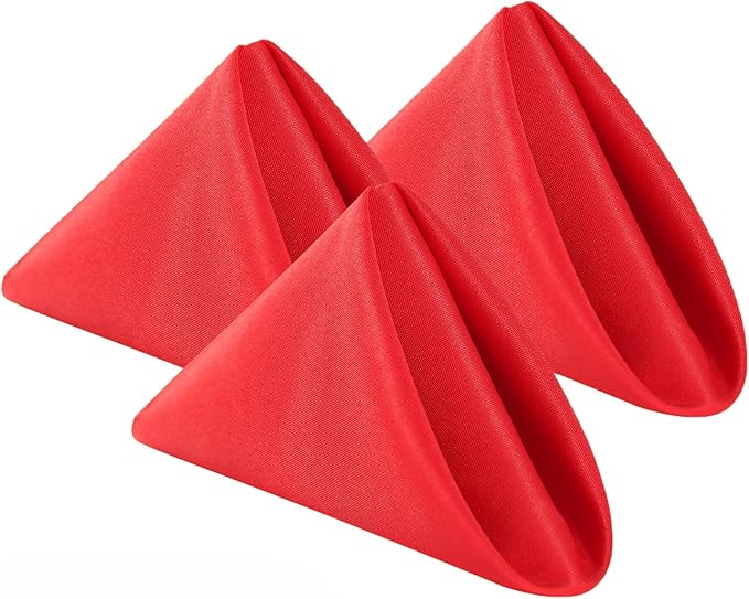 Bailarina Cloth Napkins Set of 40,17x17 inches Dinner Napkins Cloth Washable,Polyester Square Table Cloth Napkin Bulk with Hemmed Edges Ideal for Banquets, Parties and Weddings-Red