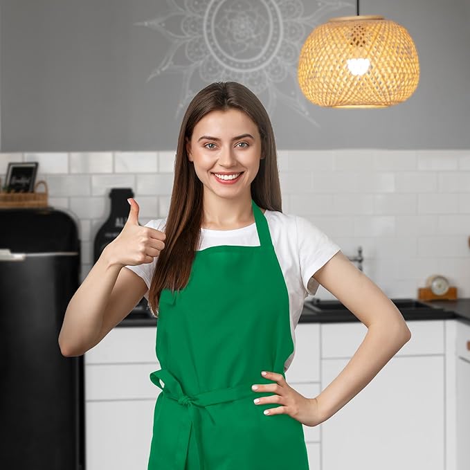 Avalon Kitchen Aprons for Men - 100% Polyester Chef Apron Women with Extra Long Ties - Cooking Aprons for Women & Mens Apron