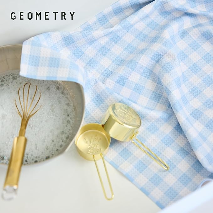 GEOMETRY Tea Towels – Spring & Summer Collection – Quick-Dry, Ultra-Absorbent, Reusable Microfiber Kitchen Towels for Drying & Cleaning - Salt and Sky - 2 Pack