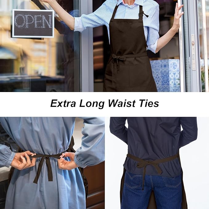 15 Pcs Adult Aprons Bulk with Pockets Adjustable Bib Chef Apron for Women Men Painting Cooking Crafting (S/L)