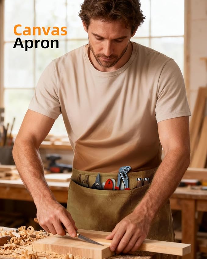 Canvas Work Waist Apron with 3 Pockets