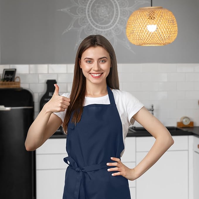 Avalon Kitchen Aprons for Men - 100% Polyester Chef Apron Women with Extra Long Ties - Cooking Aprons for Women & Mens Apron