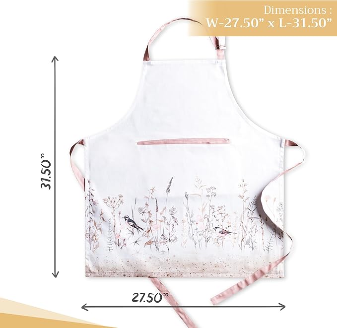 Maison d' Hermine 100% Cotton Apron for women with Pocket Kitchen Chef Apron for Men Cooking Mothers Day Gifts