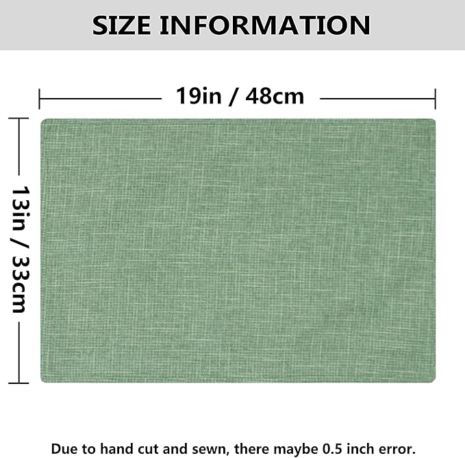 Kevin Textile Spring Easter Day Burlap Linen Placemats Set of 4 Heat Resistant Dining Table Place Mats Washable Kitchen Table Mats, 13 x19 inches, Sage Green