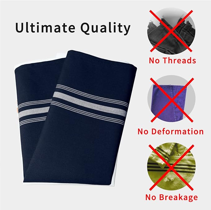 Bistro Cloth Napkins Set of 12 Pack, Dinner Stripe Napkins Cloth Washable 18 * 22 Inch, MJS Commercial Quality, Reusable Table Napkins Cloth, Non-Iron, No Fade, Navy Blue White Stripes