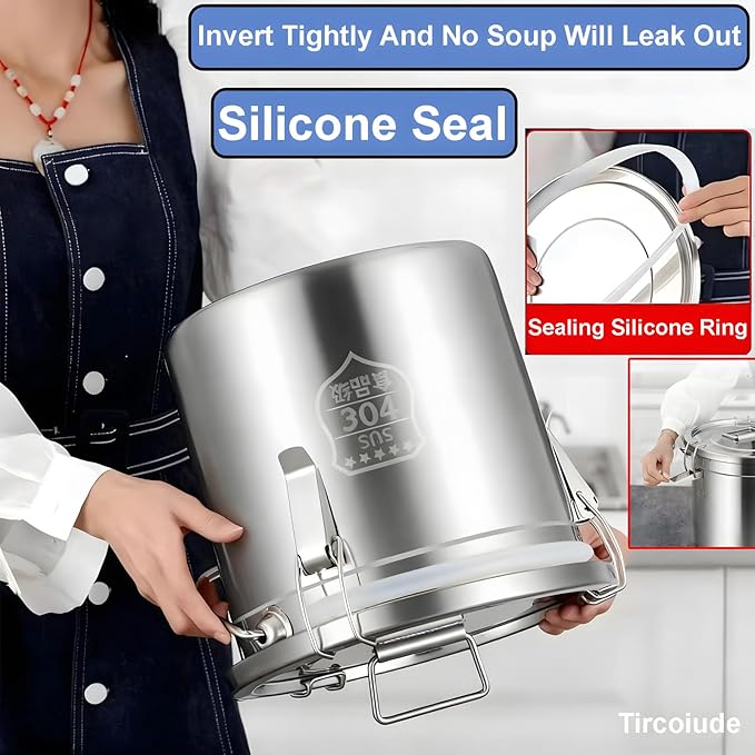 304 Stainless Steel Airtight Canister with lids, Rice Cereal Grain Canisters Container, 6L / 1.5 Gallon Airtight Food Storage Containers containe, Flour Oil Sugar Milk Storager Bucket