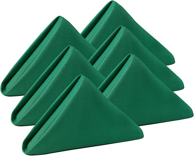 Forest Green Cloth Napkins Set of 6, 100% Cotton,Christmas Green Napkins, Washable, Thick Durable for Everyday use,Parties, Restaurants. 18x18inch(Hunter Green)