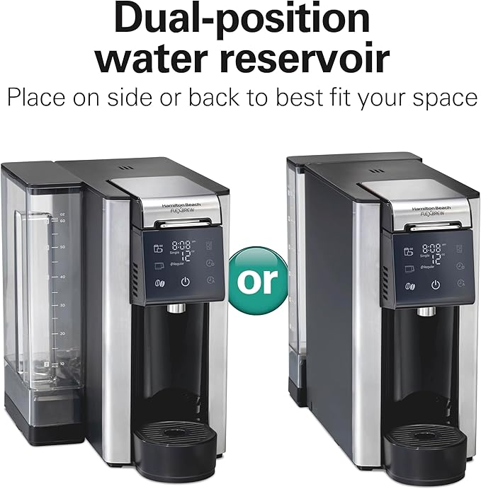 Hamilton Beach FlexBrew Advanced 5-in-1 Programmable 12 Cup Drip and Single Serve Hot & Iced Coffee Maker with Movable 60 oz. Water Reservoir, Use Pod Packs and Grounds, Fast Brewing, Black (49924)