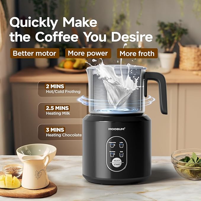 Food Grade Stainless Steel Electric Milk Frother and Warmer, 17oz, Detachable, Automatic Heating, Dishwasher Safe,silver