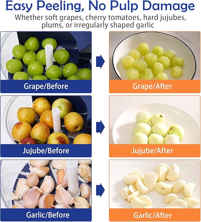 Electric Automatic Grape Peeling Machine,USB-C Charging,One-Button Garlic Peeler,Suitable for Small Fruits Such as Grapes, Garlic, Jujube, Etc.