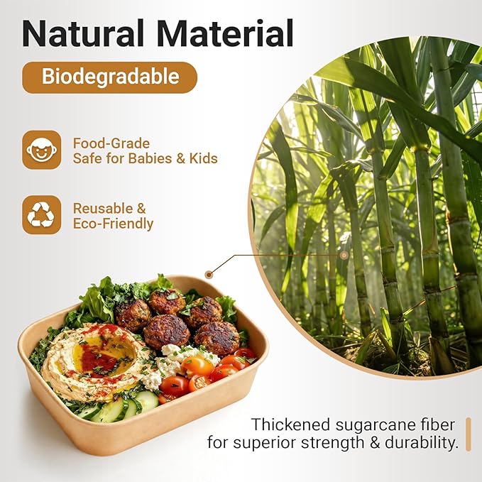 25 oz Disposable Bowls with Lids, 200 Sets Kraft Paper Bowls Square, Disposable Meal Prep Food Container with Sealing Lid, Microwave Safe Leakproof is Perfect for Party Lunch Hot Soup