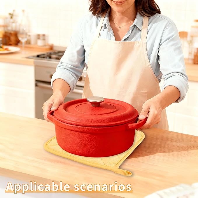 5 Pack Pot Holders for Kitchen Easy-Care Cotton Machine Washable hot Pads for Kitchen for Cooking and Baking Oven Yellow