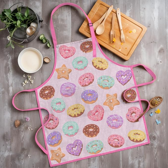 SANDJEST Kids Apron with Chefs Hat Set, Kitchen Apron Gifts