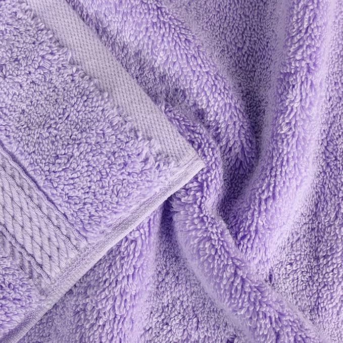 SUPERIOR Egyptian Cotton Pile 3 Piece Towel Set, Includes 1 Bath, 1 Hand, 1 Face Towel/Washcloth, Ultra Soft Luxury Towels, Thick Plush Essentials, Guest Bath, Spa, Hotel Bathroom, Purple