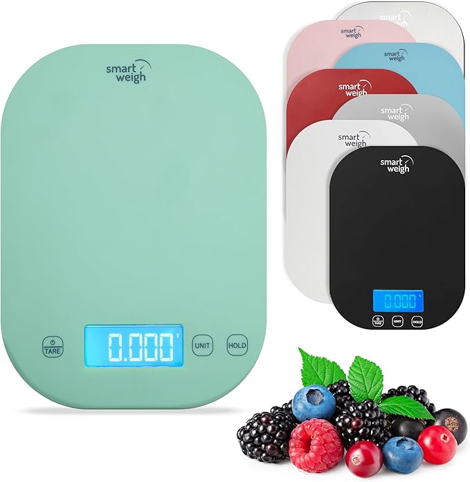 Smart Weigh Mint Green Digital Kitchen Scale for Cooking, Weight Loss, Calorie Tracking, Baking, Food Portion Control, and Meal Prep - Accurate Measurements in Grams and Ounces