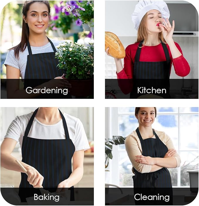 Avalon Kitchen Aprons for Men - 100% Polyester Chef Apron Women with Extra Long Ties - Cooking Aprons for Women & Mens Apron