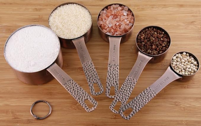 Smithcraft Copper Measuring Cups Set, Stainless Steel Measuring Cups, Copper Plated Measuring Cups, 5 Measurer cups, Metal Measurement Cups for Baking & Kitchen