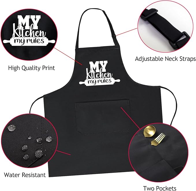 Funny Aprons for Women with Pockets, Cute Cooking Baking Kitchen Aprons for Mom Chef, Gifts for Birthday Christmas