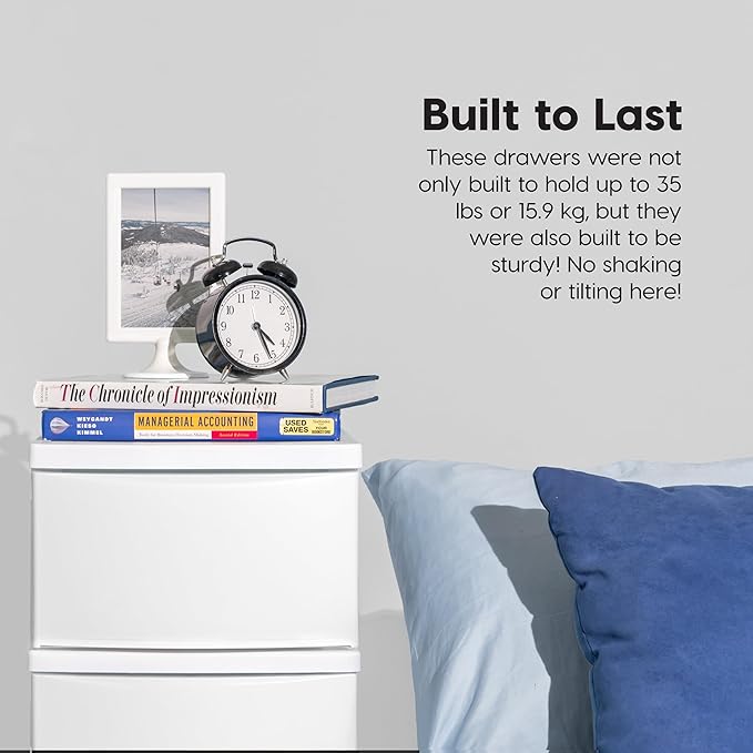 IRIS USA Plastic Drawer Storage Organizer, 4-Drawers, for Classroom Art Supplies Bathroom Dorm Bedroom Laundry Room, Slim Narrow, White Frame with Matte White Front Panels