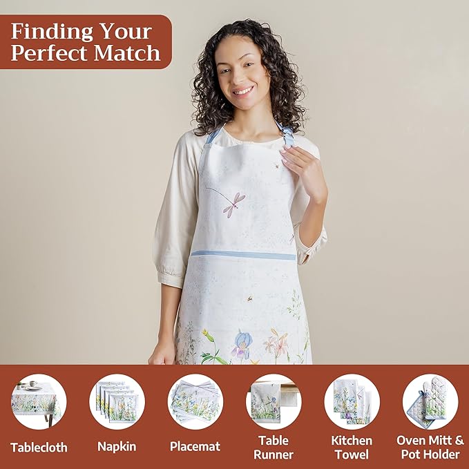 Maison d' Hermine 100% Cotton Apron for women with Pocket Kitchen Chef Apron for Men Cooking Mothers Day Gifts
