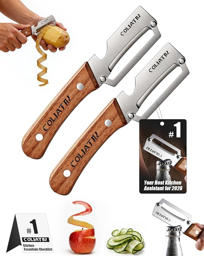 Kiwi Peeler Multifunctional Vegetable Peeler Stainless Steel Potato De Papas Kitchen Shears and Pineapple Peelers Fruit Food Pelador De Verduras Apple Corer Paring Knife Carrot Shredder (2pcs)