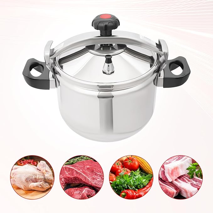 23.25 Qt Pressure Cooker, Stainless Steel Large Capacity Pressure Canner with Double Valves, Clamp On Type Commercial Pressure Stewing Pot for Hotels, Restaurants, Family (23.25 Qt)