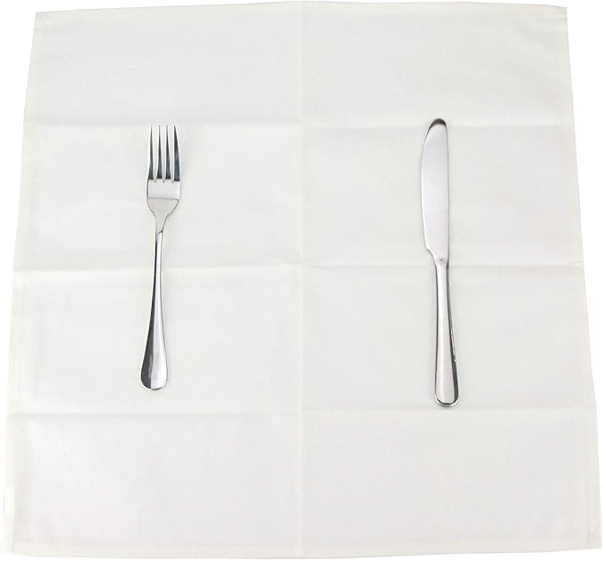 Solid Color Cotton Blended Dinner Cloth Napkins - Set of 12 (17 x 17 inches) - for Events & Home Use (Cream White)