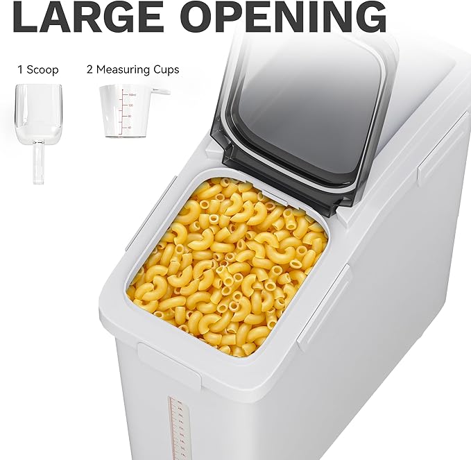 DWVO Large Ingredient Storage Bins, 20.6 Gal(11.4+5.8+3.4 Gal) Flour Rice Food storage Containers Bins with Wheels, Scoop and Airtight Lid for Dry Food, Flour, Cereal Grain, Sugar, White, Pack of 3