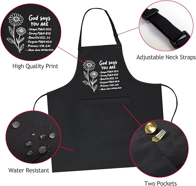Funny Aprons for Women with 2 Pockets, Adjustable Kitchen Apron for Cooking, Baking Gifts for Birthday Christmas