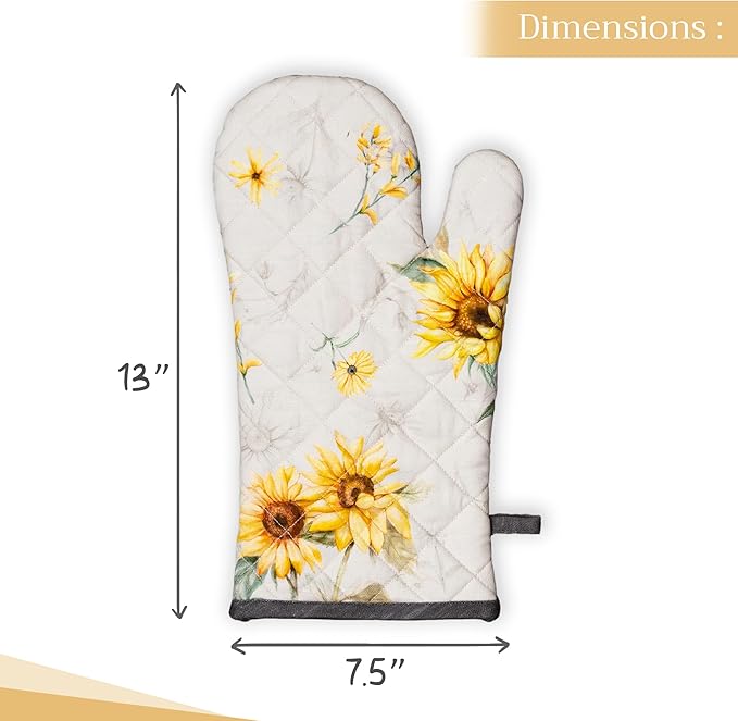 Maison d'Hermine Oven Gloves 100% Cotton Oven Mitt 7" x 13" with Loop Heat Resistant BBQ Cooking Gloves Baking Grilling Gifts for Mothers Day Spring/Summer (Pack of 1, Candice)