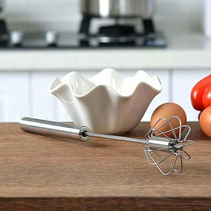 Import Unk 1 Stainless Steel Whizzy Whisk, Semi Automatic Whisk Egg Whisks Mixer for Stirring, Blending, Whisking, & Beating Blender, Hand Push Mixer (10 inches)