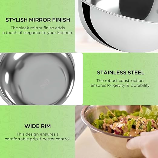 OCS Parts 0.75 Quart Mixing Bowl | 7-Inch Stainless Steel Professional Grade Flat Base Mixing Bowls for Home and Commercial Kitchens | Dishwasher Safe