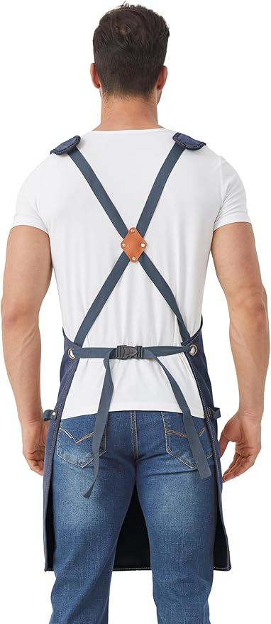 Nanxson Woodworking Apron for Men,Canvas Work Tool Apron Cross Back with Multi-Pockets Waterproof for Carpenter Woodworker