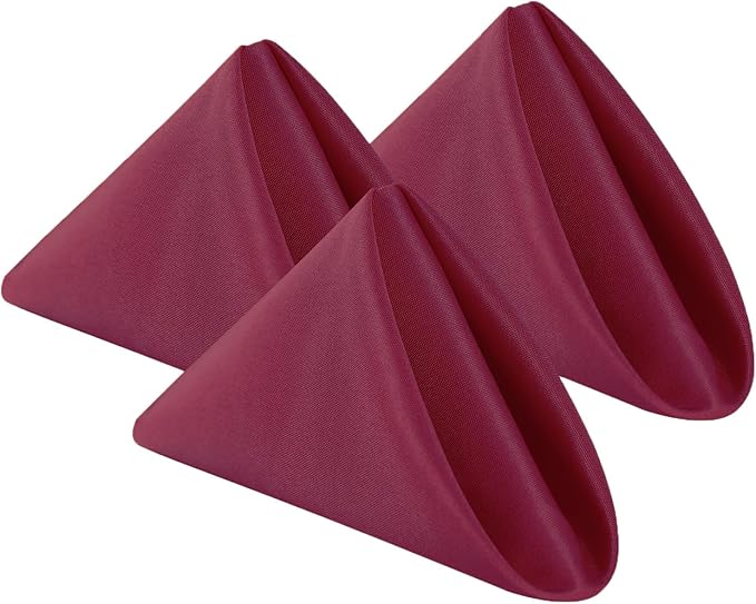 Bailarina Cloth Napkins Set of 40,17x17 inches Dinner Napkins Cloth Washable,Polyester Square Table Cloth Napkin Bulk with Hemmed Edges Ideal for Banquets, Parties and Weddings-Burgundy