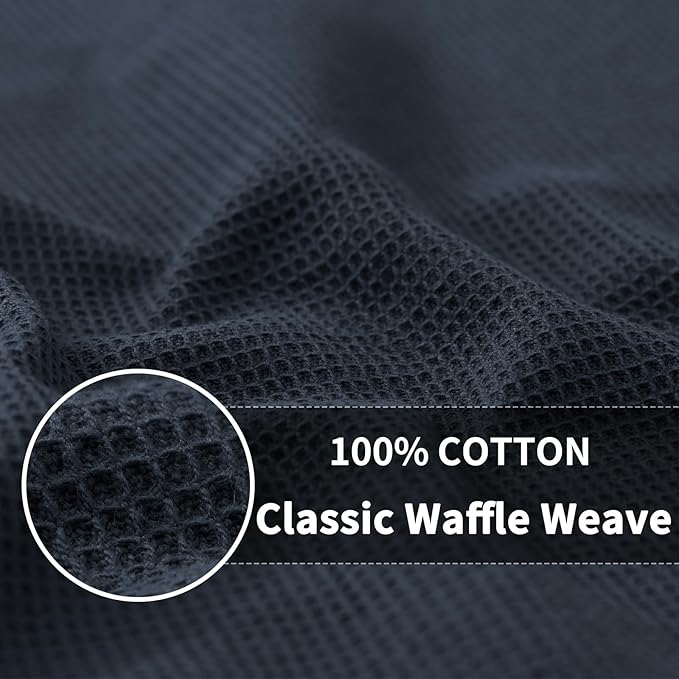Homaxy 100% Cotton Waffle Weave Kitchen Towels - 4 Pack Soft and Absorbent Dish Towels - 16 x 26 Inches Quick Dry Hand Towels - Dark Grey