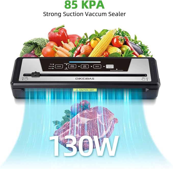 Vacuum Sealer Machine | Powerful 85kPa Suction | Bags and Cutter Included | Compact One-Touch Automatic Food Sealer with External Vacuum System | Preserve Freshness, Prevent Freezer Burn