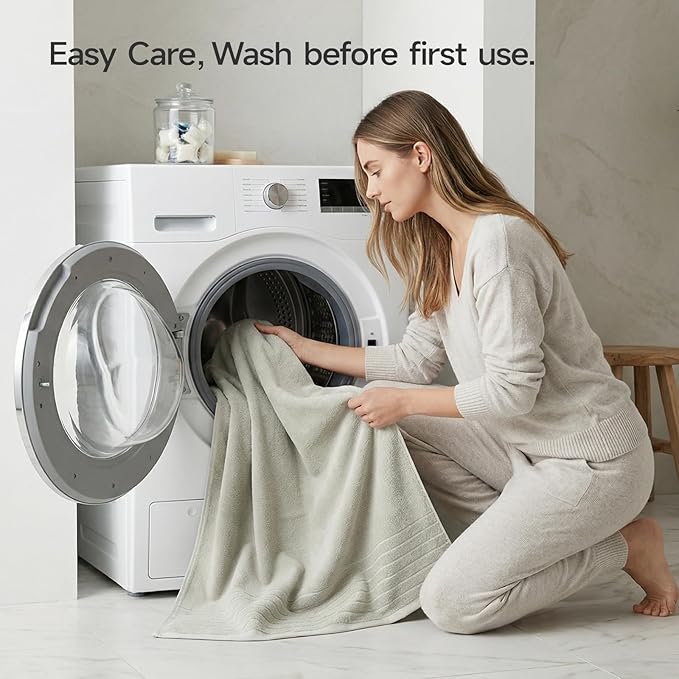 REDKISS 2 Pack 100% Cotton Thick Extra Large Bath Towels 35 X 70 Inches, Quick Dry, Ultra Soft & Highly Absorbent Light Gray Bathroom Towel Sets for Bathroom, Gym, Spa, Pool & Hotel