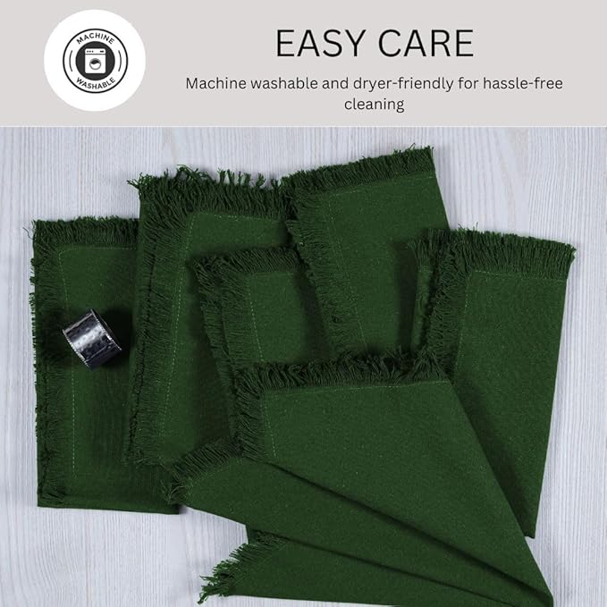 Cloth Dinner Napkins 100% Cotton Set of 6 - Soft Durable Reusable Table Napkins - for Dining Weddings Parties Holidays Easter and Everyday Use - Large 20x20 Inch Cloth Napkins Green