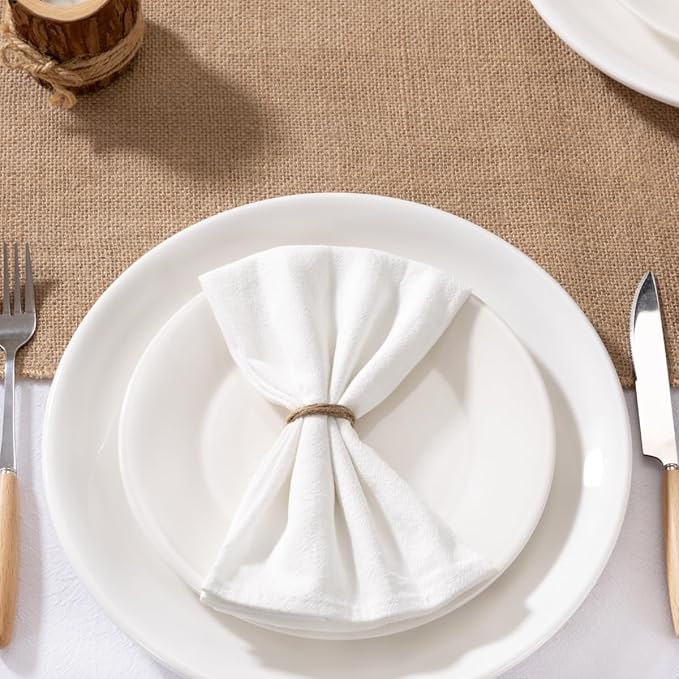 MLMW White Cloth Napkins Set of 6 Spring Easter Cotton Linen Napkins Cloth Bulk Washable Dinner Napkins 16"×16" for Wedding Party Baby Bridal Shower Birthday Table Decor