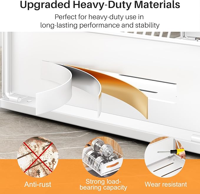 Pull out Cabinet Organizer,Heavy Duty Slide out Pantry Shelves Drawer Storage with Adhesive Nano Film,Sliding Mesh Cabinet Basket with Handle for Kitchen, Bathroom, Home, 13.8"W X 21"D X 6.2"H,White