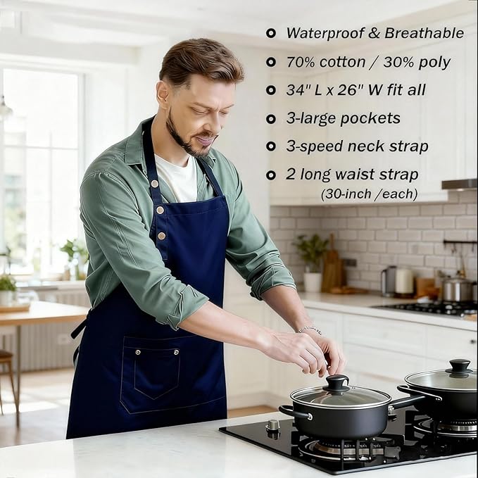 MORNITE Art Aprons for Painting Pottery Ceramics, Mens Women Kitchen Cooking Aprons Waterproof Green