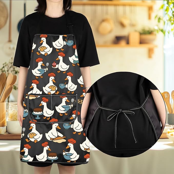 VAMSII Cooking Apron with Pockets Girls Chef Apron BBQ Baking Kitchen Apron for Girl Just a Girl Who Loves Cooking and Baking