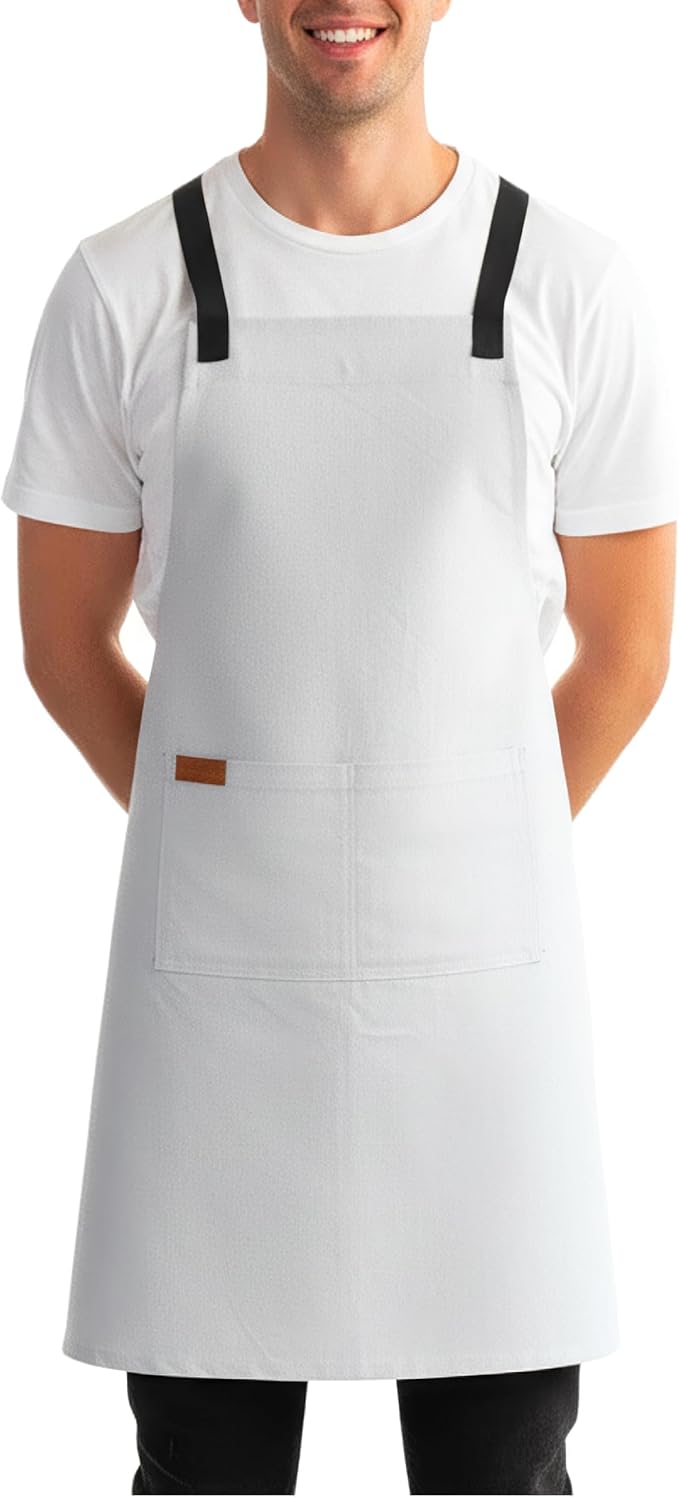 Professional Work Apron for Men & Women – 100% Cotton with waterproof Membrane, Cross Back Straps