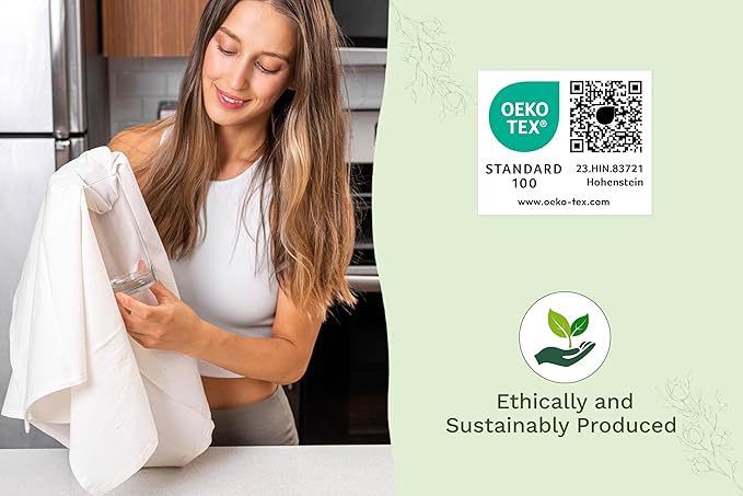 Organic Cotton Flour Sack Kitchen Towels - 10 Pack, Off-White Organic Cotton Tea Towels - Extra Large Flour Sack Cotton Dish Towels- Lint-Free Unbleached Kitchen Towels - 27"x27" (Off-White - 10 Pack)