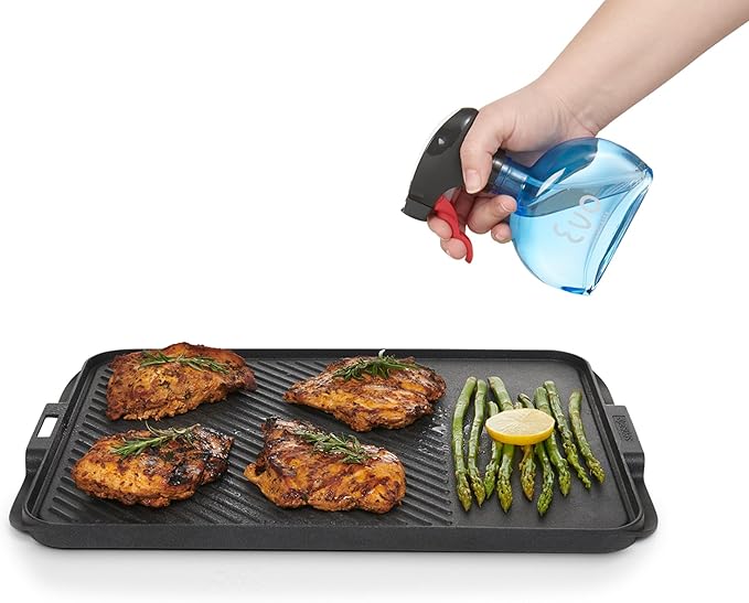 Evo Glass Oil Sprayer, Non-Aerosol For Olive Oil, Cooking Oils And Vinegars, Blue, 6-Ounce Capacity, For Grilling, Roasting, Air Frying, Baking And Salad Prep