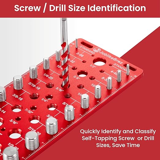 Thread Checker, 60 Nut and Bolt Thread Checker, 20 Standard & 20 Metric & 20 Drill/Screw Gauge, Bolt Size Finder, Wall-Mountable Bolt Thread Identifier Gauge with Inch & CM Ruler